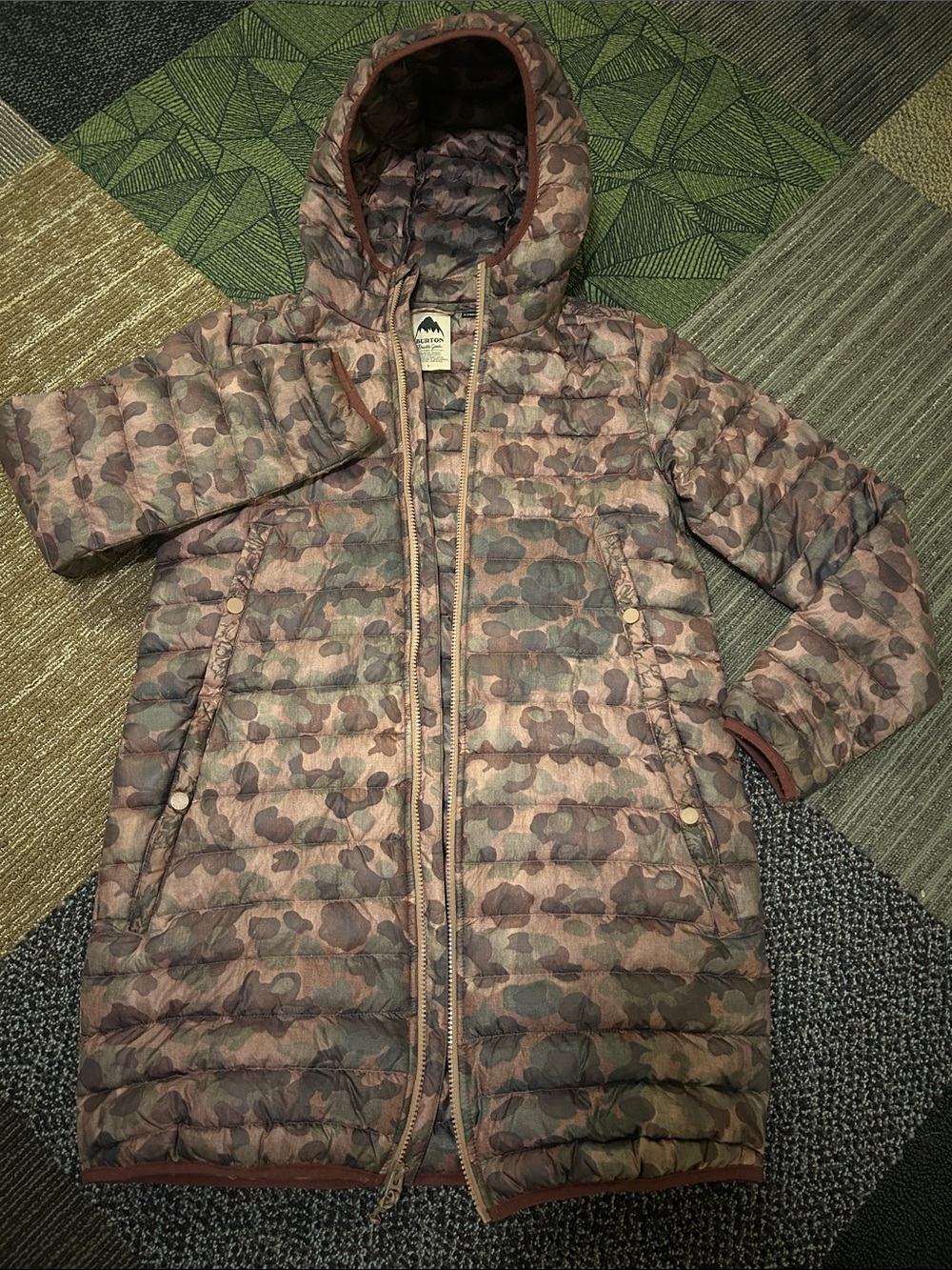 Burton Camo flower Puffer Jacket with Hood
